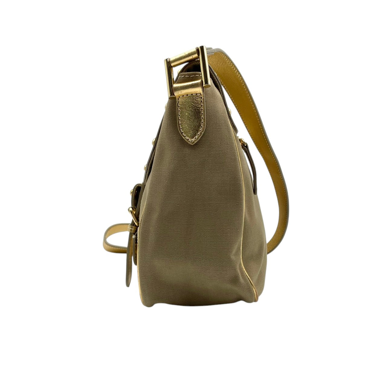 【美品】Paul Smith ポールスミス ショルダーバッグ クロスボディ 斜め掛け キャンバス レザー ベージュ ゴールド金具 エレガント カジュアル お出かけ 普段使い デイリー 旅行 レディース ユニセックス カバン 鞄 オシャレ カッコイイ S62