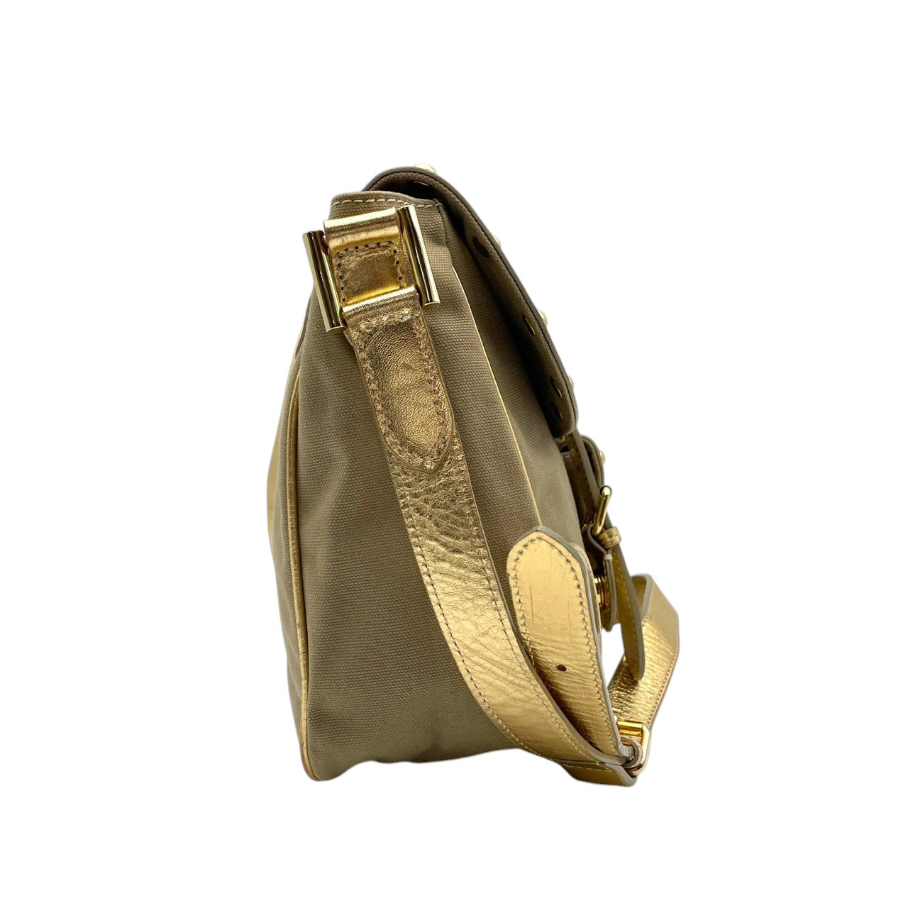 【美品】Paul Smith ポールスミス ショルダーバッグ クロスボディ 斜め掛け キャンバス レザー ベージュ ゴールド金具 エレガント カジュアル お出かけ 普段使い デイリー 旅行 レディース ユニセックス カバン 鞄 オシャレ カッコイイ S62