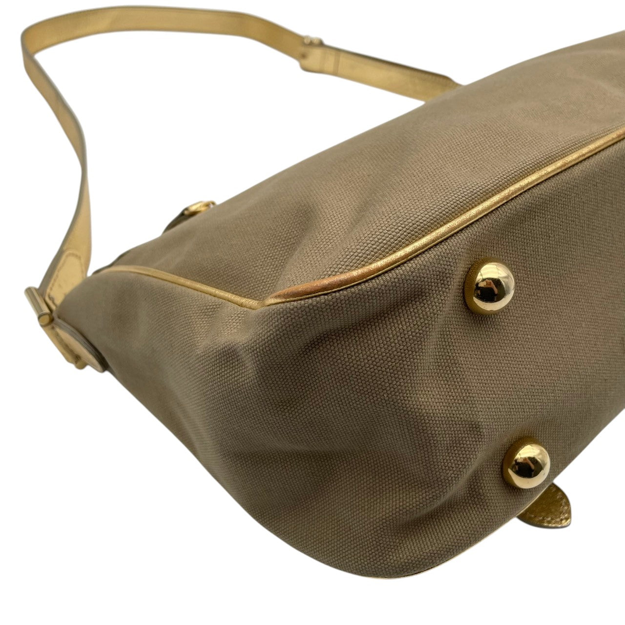 【美品】Paul Smith ポールスミス ショルダーバッグ クロスボディ 斜め掛け キャンバス レザー ベージュ ゴールド金具 エレガント カジュアル お出かけ 普段使い デイリー 旅行 レディース ユニセックス カバン 鞄 オシャレ カッコイイ S62