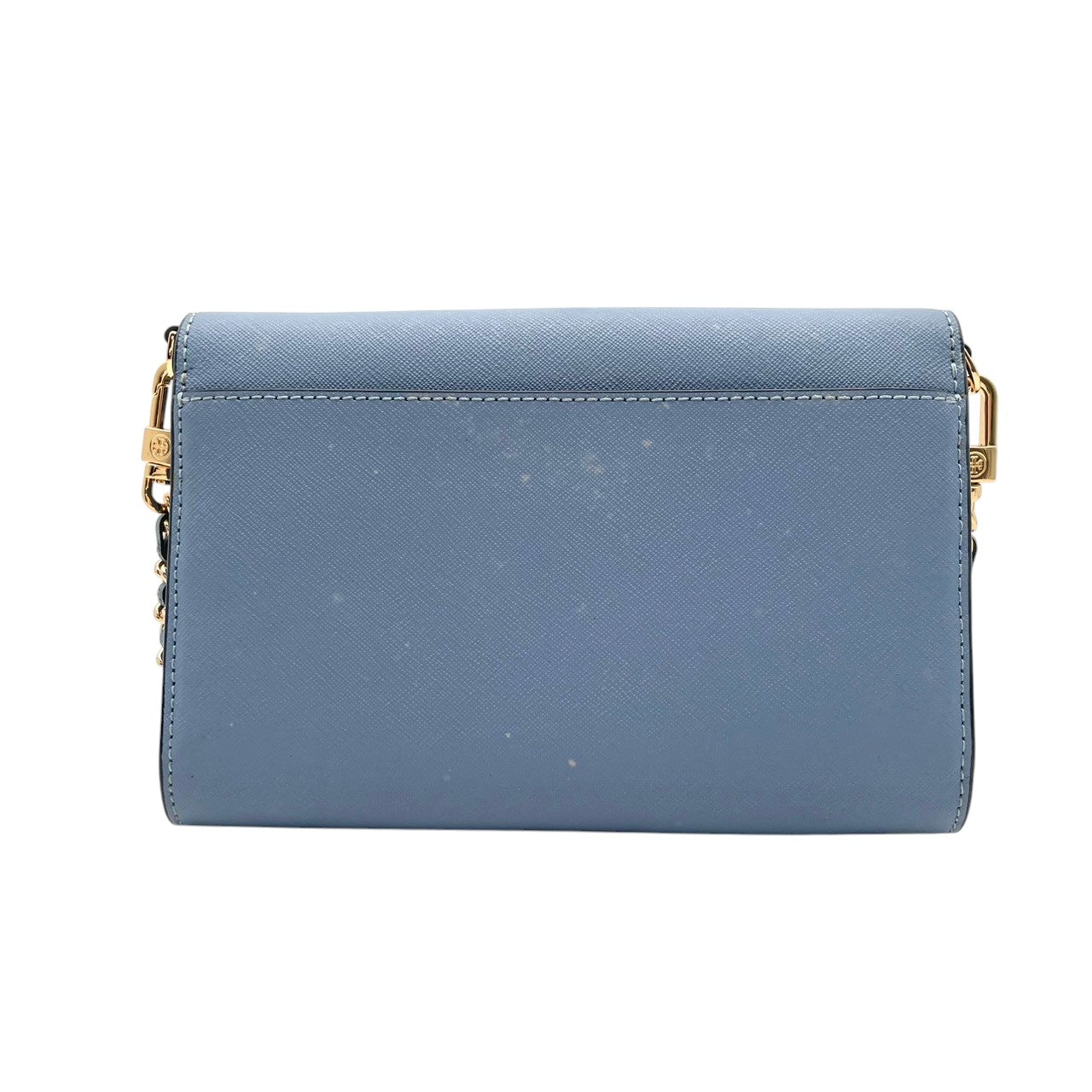 トリーバーチ TORY BURCH ショルダーバッグ チェーンバッグ クラッチ 2WAY 斜め掛け ポシェット ミニバッグ ウォレット レザー 本革 水色 ブルー ライトブルー ゴールド金具 ロゴ レディース エレガント 上品 お出かけ S64