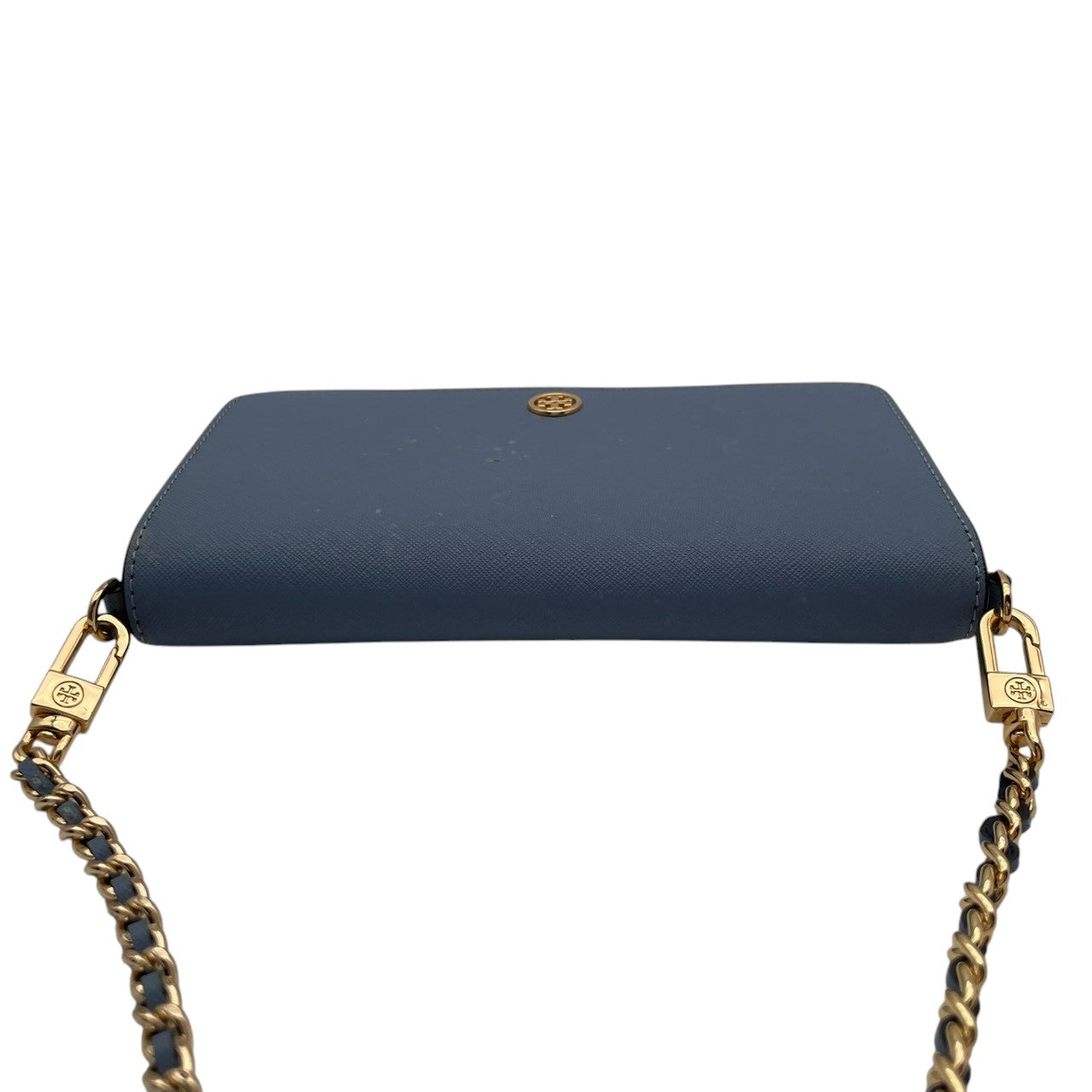 トリーバーチ TORY BURCH ショルダーバッグ チェーンバッグ クラッチ 2WAY 斜め掛け ポシェット ミニバッグ ウォレット レザー 本革 水色 ブルー ライトブルー ゴールド金具 ロゴ レディース エレガント 上品 お出かけ S64