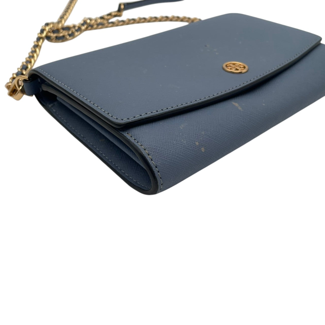 トリーバーチ TORY BURCH ショルダーバッグ チェーンバッグ クラッチ 2WAY 斜め掛け ポシェット ミニバッグ ウォレット レザー 本革 水色 ブルー ライトブルー ゴールド金具 ロゴ レディース エレガント 上品 お出かけ S64