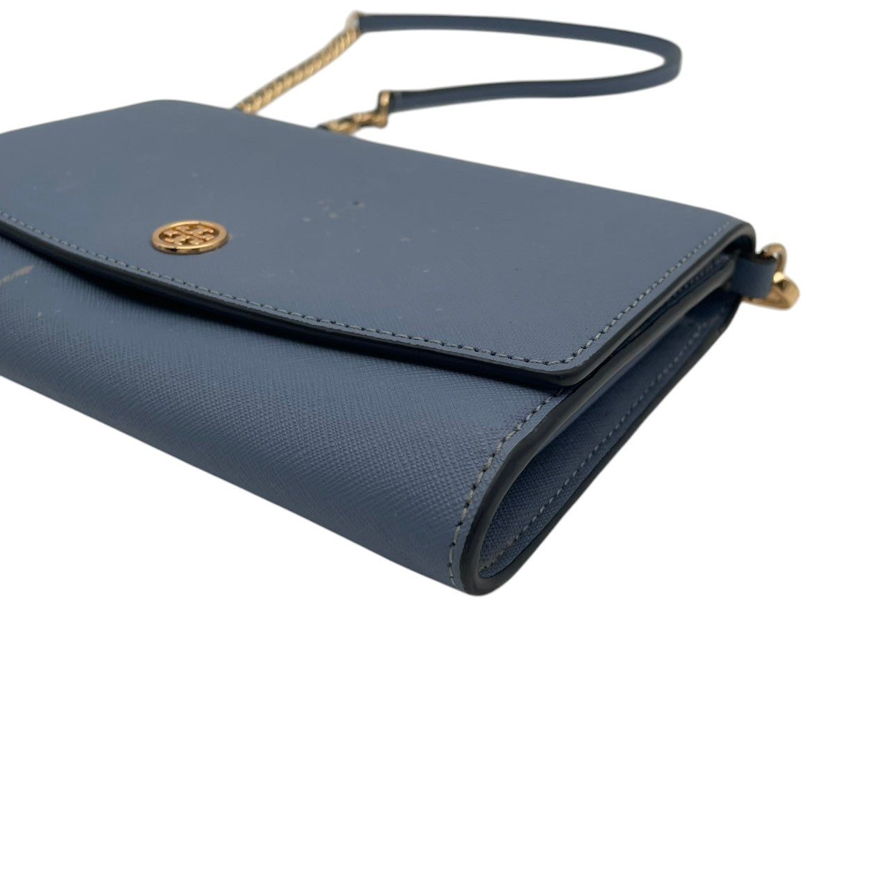 トリーバーチ TORY BURCH ショルダーバッグ チェーンバッグ クラッチ 2WAY 斜め掛け ポシェット ミニバッグ ウォレット レザー 本革 水色 ブルー ライトブルー ゴールド金具 ロゴ レディース エレガント 上品 お出かけ S64