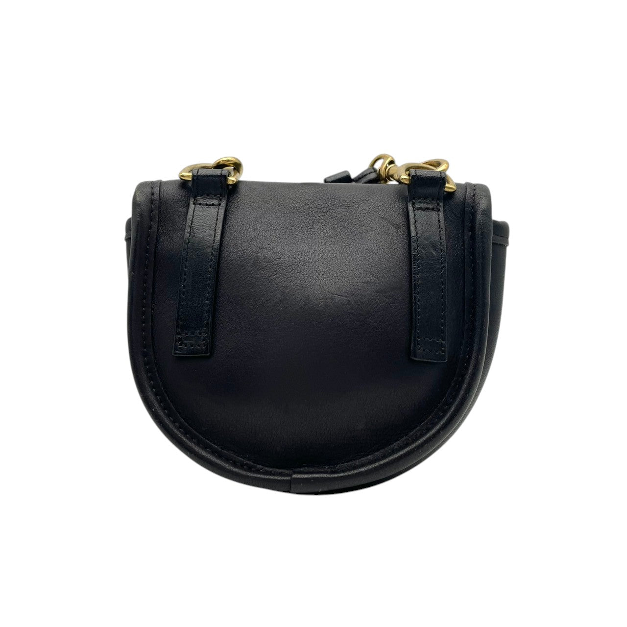 COACH コーチ オールドコーチ ショルダーバッグ ポシェット ミニバッグ ハーフムーン クロスボディ 斜め掛け フラップ ターンロック レザー 本革 黒 ブラック ゴールド金具 ヴィンテージ ビンテージ レトロ コンパクト レディース 鞄 カバン S64