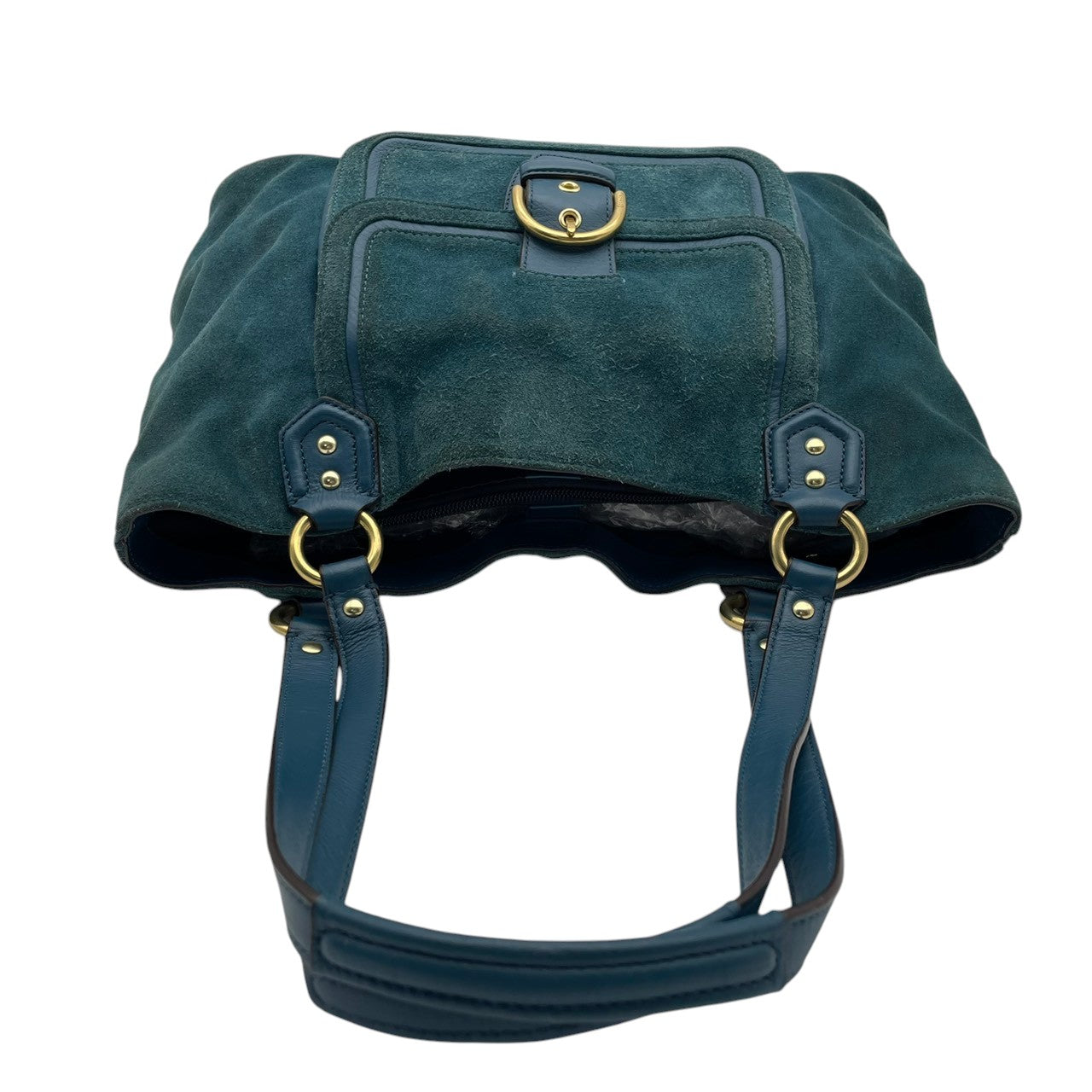 コーチ COACH キャンベル スエード ベル キャリーオール トートバッグ スウェード レザー ティール ブルー ワンショルダー 肩掛け A4収納 フロントポケット ゴールド金具 F24688 レディース クラシック 収納力 S2 大容量 上品 通勤