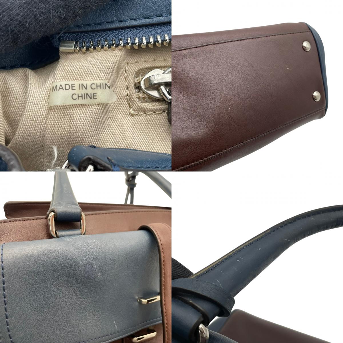 コーチ COACH レガシー ノースサウス サッチェル ハンドバッグ レザー 本革 ブラウン ネイビー バイカラー 26301 F1320 タッセル シルバー金具 フラップ 手持ち トップハンドル レディース 上品 クラシック 日常使い 収納力 S2