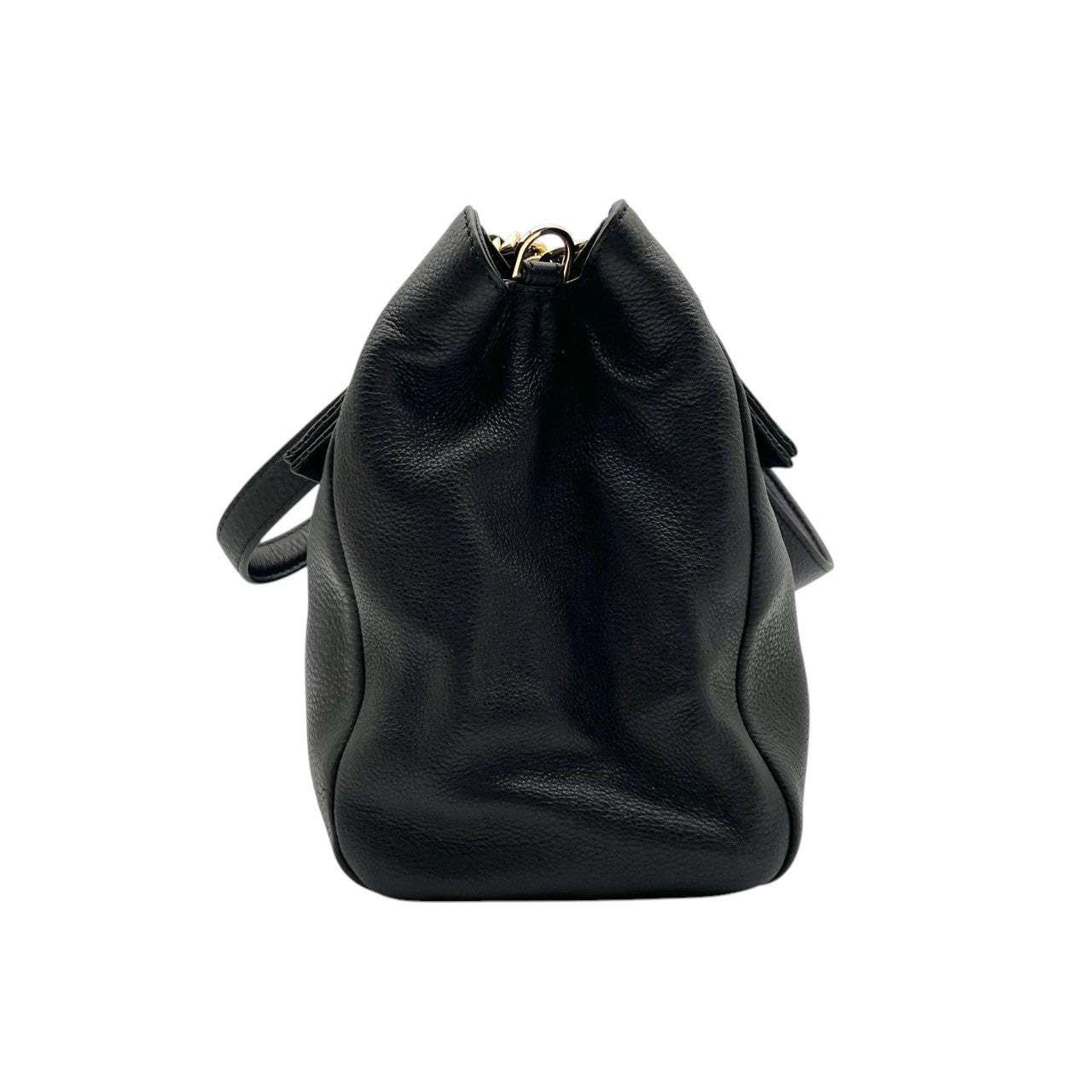 美品 トリーバーチ TORY BURCH テア Thea チェーンストラップ トートバッグ レザー 本革 ブラック 2way ワンショルダー 斜め掛け可 自立可 エンボスロゴ ゴールド金具 収納力 上品 クラシック レディース 日常使い S2