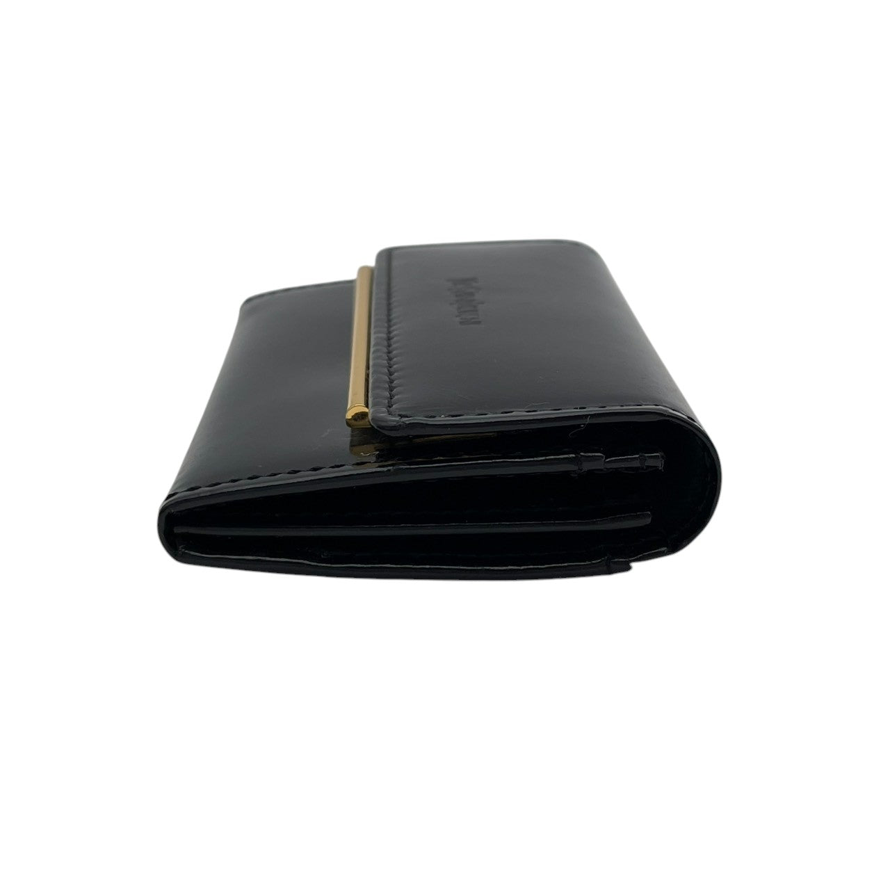 サンローラン SAINT LAURENT 小銭入れ レザー 本革 ブラック エナメル パテントレザー ゴールド金具 ロゴ型押し フラップ スナップ開閉 コンパクト コインケース 小物 レディース メンズ ユニセックス 上品 クラシック 日常使い M3