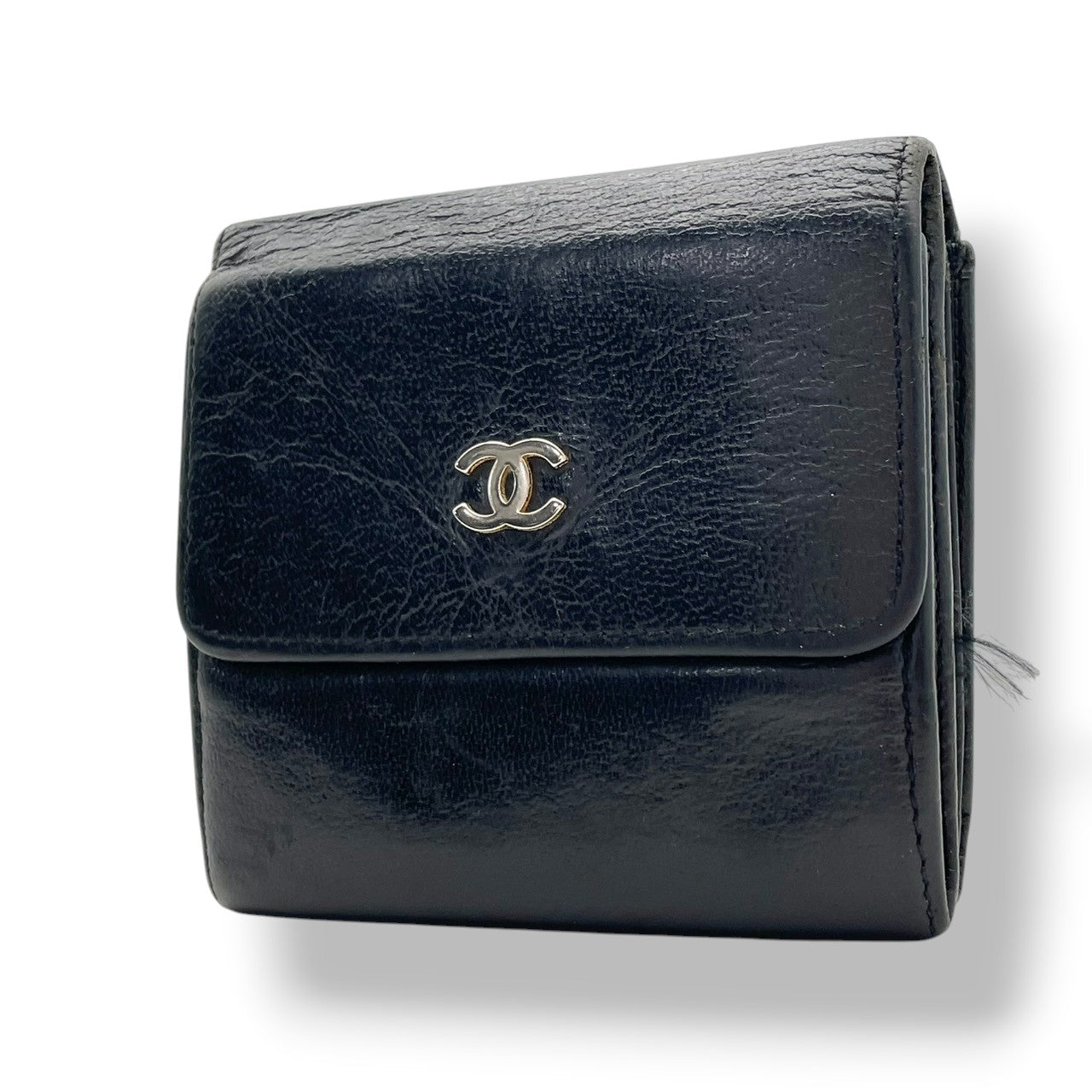 シャネル CHANEL ココマーク Wホック 二つ折り財布 レザー 本革 ブラック ゴールド金具 フラップ コンパクトウォレット 折り財布 ロゴ金具 小銭入れ 札入れ カード収納 レディース ヴィンテージ 上品 クラシック M3