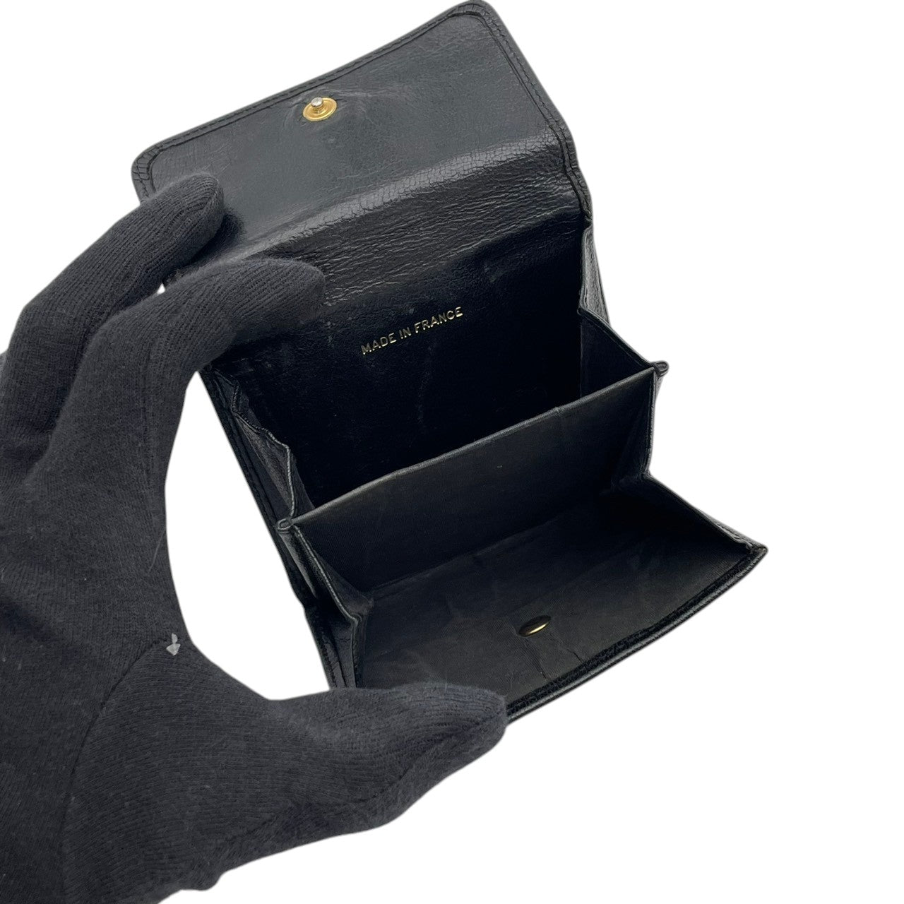 シャネル CHANEL ココマーク Wホック 二つ折り財布 レザー 本革 ブラック ゴールド金具 フラップ コンパクトウォレット 折り財布 ロゴ金具 小銭入れ 札入れ カード収納 レディース ヴィンテージ 上品 クラシック M3