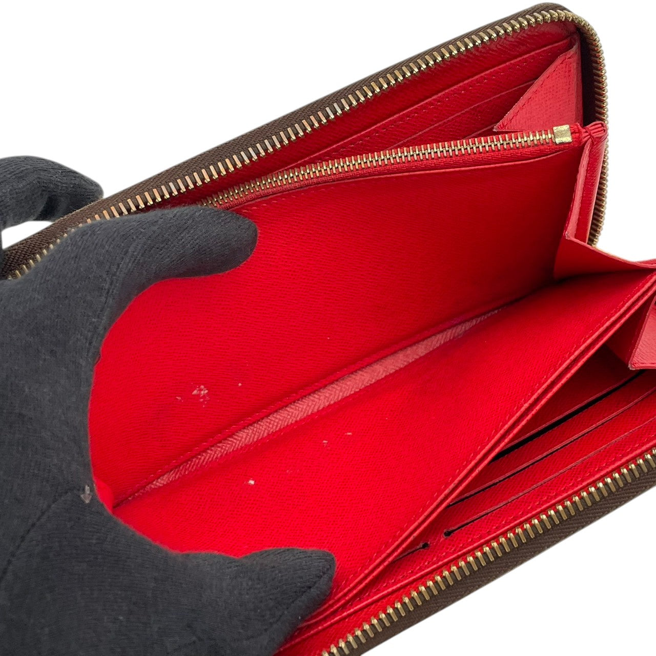 ルイヴィトン LOUIS VUITTON ジッピーウォレット 長財布 モノグラム ブラウン レッド M41896 ラウンドファスナー キャンバス レザーライニング ゴールド金具 ロゴ 総柄 レディース メンズ ユニセックス 定番 ロングウォレット 収納力 M3