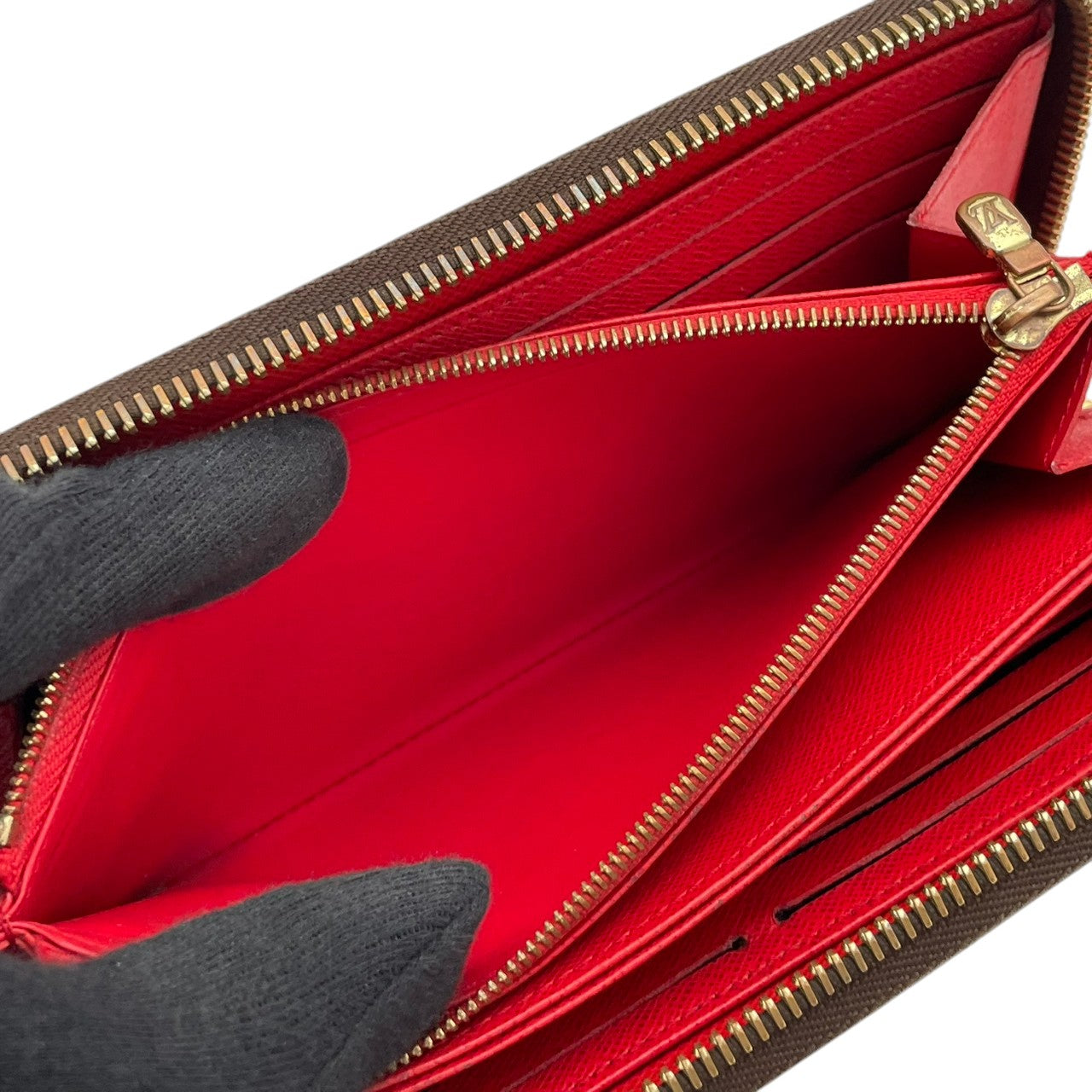 ルイヴィトン LOUIS VUITTON ジッピーウォレット 長財布 モノグラム ブラウン レッド M41896 ラウンドファスナー キャンバス レザーライニング ゴールド金具 ロゴ 総柄 レディース メンズ ユニセックス 定番 ロングウォレット 収納力 M3