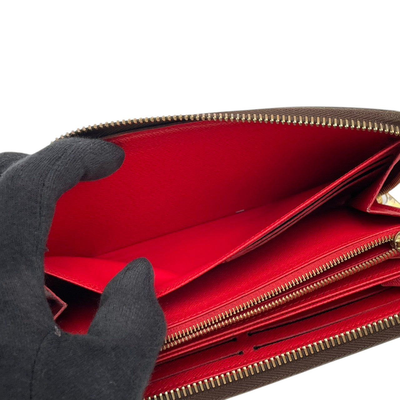 ルイヴィトン LOUIS VUITTON ジッピーウォレット 長財布 モノグラム ブラウン レッド M41896 ラウンドファスナー キャンバス レザーライニング ゴールド金具 ロゴ 総柄 レディース メンズ ユニセックス 定番 ロングウォレット 収納力 M3