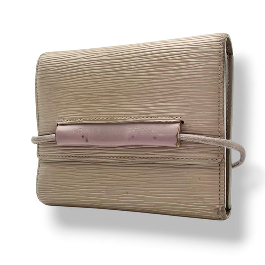 ルイヴィトン LOUIS VUITTON ポルトモネ エラスティック 三つ折り財布 エピ レザー グレージュ M6366B ゴムベルト コンパクトウォレット 折り財布 レディース ユニセックス ロゴ型押し 小銭入れ 札入れ カード収納 M3