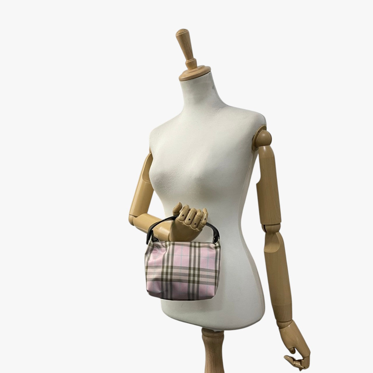 バーバリー BURBERRY LONDON ミニハンドバッグ COS IRONBAG 11189321 ピンク ノバチェック ナイロン レザー ワンハンドル タグ付き イタリア製 レディース チェック柄 ミニサイズ コンパクト 手提げバッグ M5