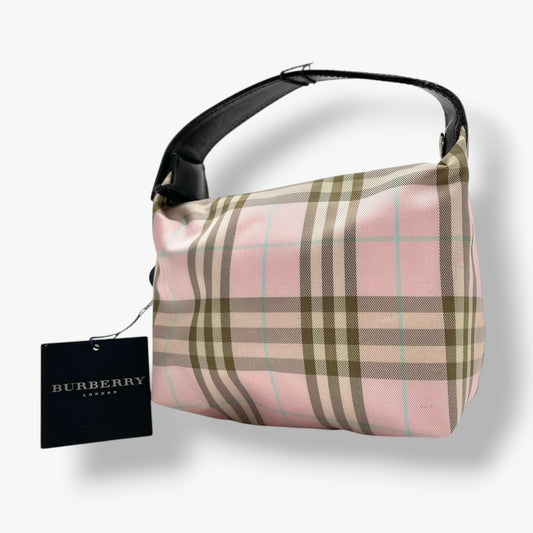 バーバリー BURBERRY LONDON ミニハンドバッグ COS IRONBAG 11189321 ピンク ノバチェック ナイロン レザー ワンハンドル タグ付き イタリア製 レディース チェック柄 ミニサイズ コンパクト 手提げバッグ M5