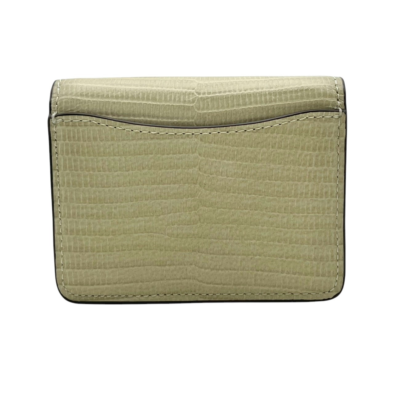 コーチ COACH ミニウォレット オン チェーン CR372 ペールグリーン 型押し レザー 三つ折り財布 チェーン付き シルバー金具 タグ付き レディース カードポケット スナップボタン 外ポケット 小さめ コンパクト 財布 M3