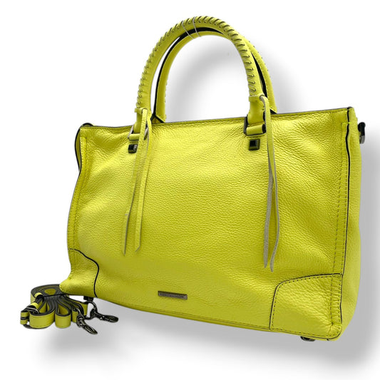 【美品】 レベッカミンコフ REBECCA MINKOFF 2WAY ハンドバッグ ショルダーバッグ 斜め掛け可 レザー 本革 レモンイエロー 黄色 タッセル 自立可 エレガント クラシック ビンテージ 華やか 春夏 レディース お出かけ 定番 人気 S61