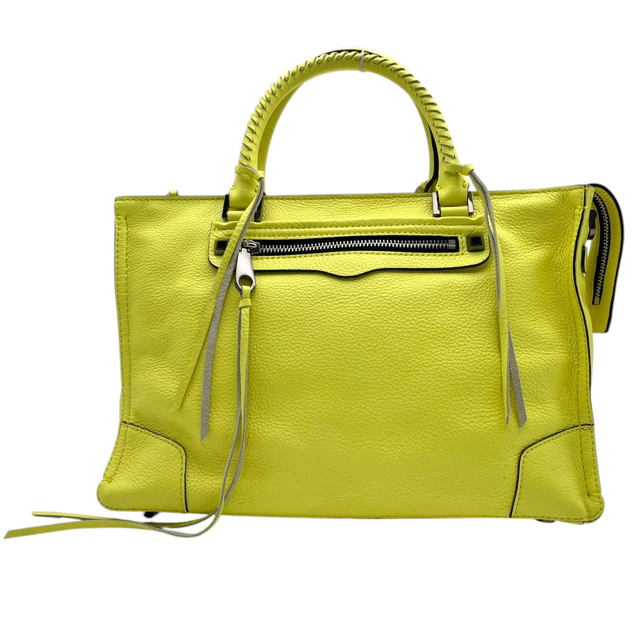 【美品】 レベッカミンコフ REBECCA MINKOFF 2WAY ハンドバッグ ショルダーバッグ 斜め掛け可 レザー 本革 レモンイエロー 黄色 タッセル 自立可 エレガント クラシック ビンテージ 華やか 春夏 レディース お出かけ 定番 人気 S61