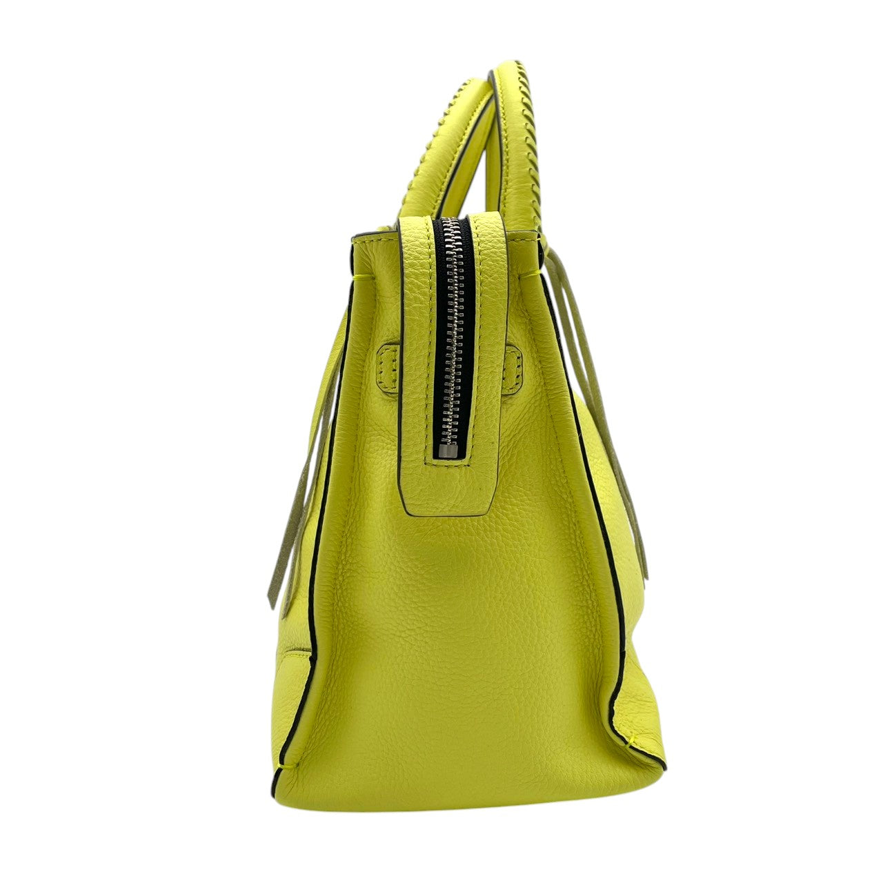 【美品】 レベッカミンコフ REBECCA MINKOFF 2WAY ハンドバッグ ショルダーバッグ 斜め掛け可 レザー 本革 レモンイエロー 黄色 タッセル 自立可 エレガント クラシック ビンテージ 華やか 春夏 レディース お出かけ 定番 人気 S61