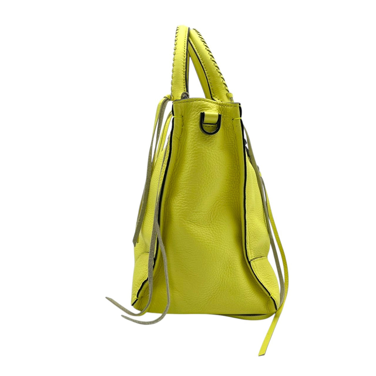 【美品】 レベッカミンコフ REBECCA MINKOFF 2WAY ハンドバッグ ショルダーバッグ 斜め掛け可 レザー 本革 レモンイエロー 黄色 タッセル 自立可 エレガント クラシック ビンテージ 華やか 春夏 レディース お出かけ 定番 人気 S61