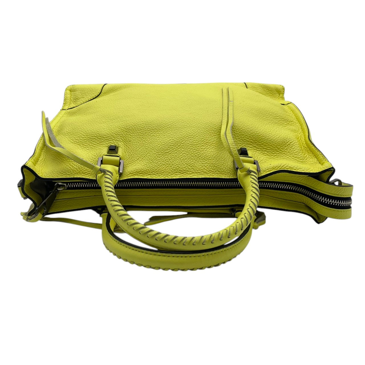 【美品】 レベッカミンコフ REBECCA MINKOFF 2WAY ハンドバッグ ショルダーバッグ 斜め掛け可 レザー 本革 レモンイエロー 黄色 タッセル 自立可 エレガント クラシック ビンテージ 華やか 春夏 レディース お出かけ 定番 人気 S61