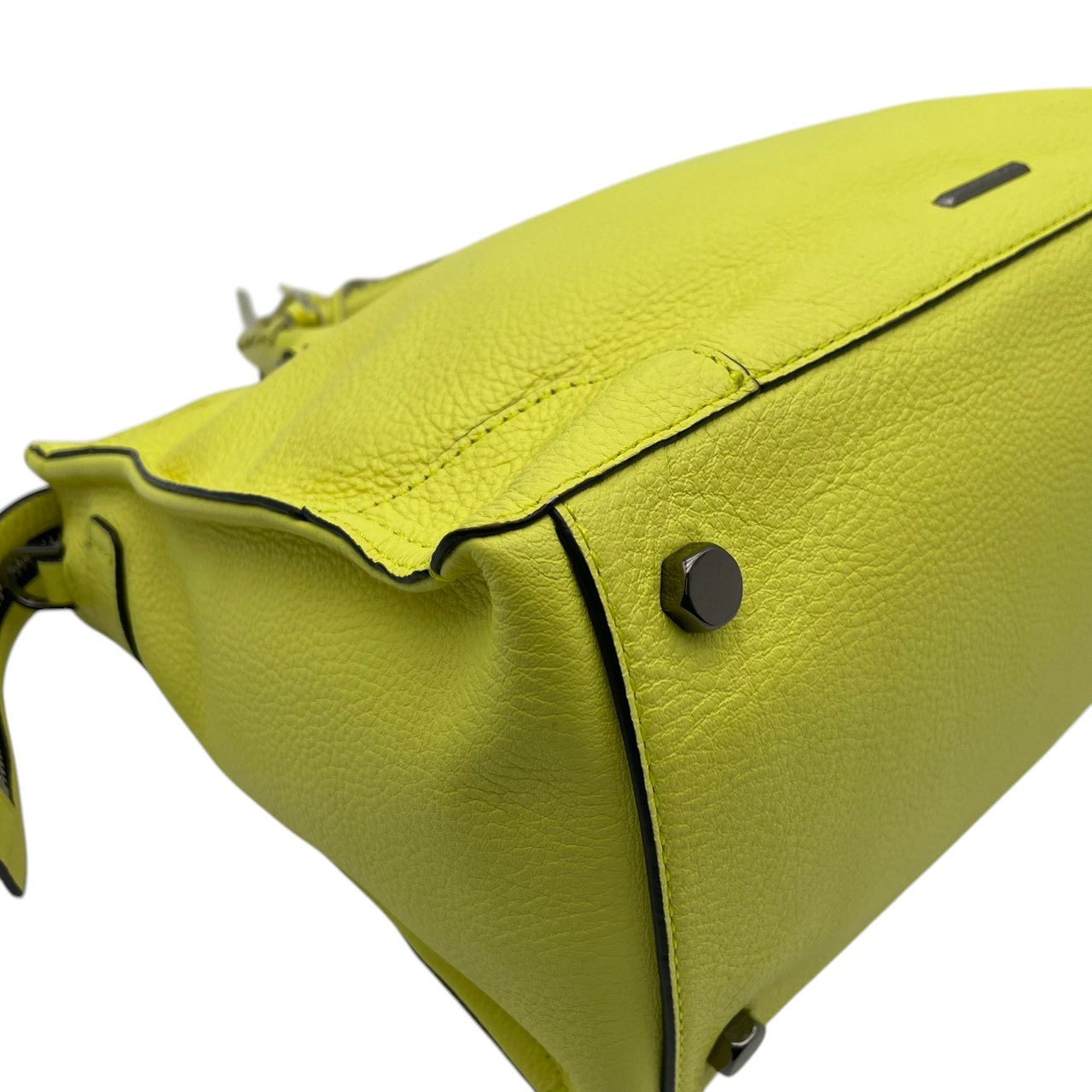【美品】 レベッカミンコフ REBECCA MINKOFF 2WAY ハンドバッグ ショルダーバッグ 斜め掛け可 レザー 本革 レモンイエロー 黄色 タッセル 自立可 エレガント クラシック ビンテージ 華やか 春夏 レディース お出かけ 定番 人気 S61