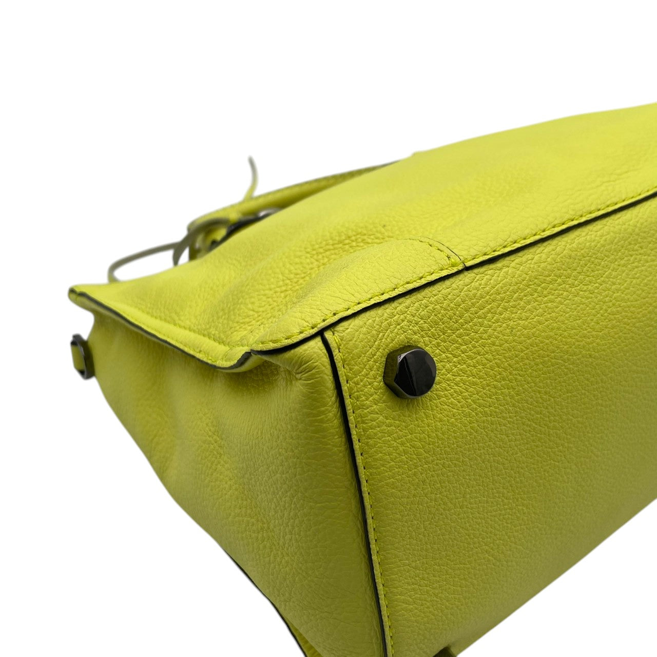 【美品】 レベッカミンコフ REBECCA MINKOFF 2WAY ハンドバッグ ショルダーバッグ 斜め掛け可 レザー 本革 レモンイエロー 黄色 タッセル 自立可 エレガント クラシック ビンテージ 華やか 春夏 レディース お出かけ 定番 人気 S61