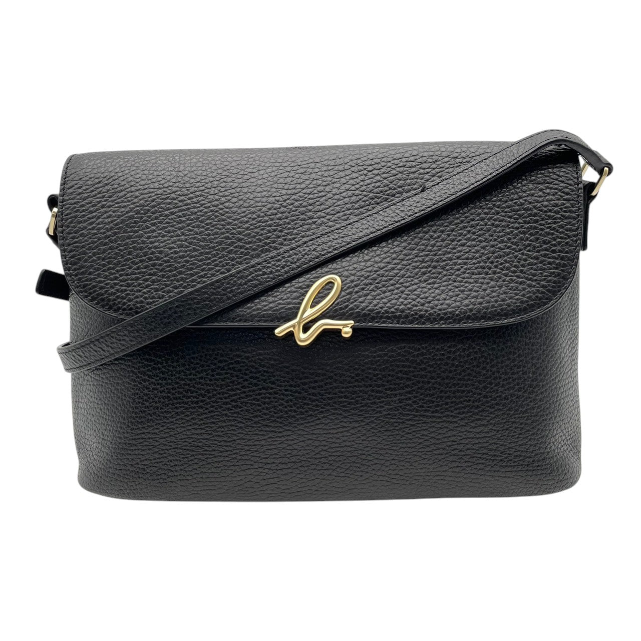 【美品】 アニエスベー agnes b. ショルダーバッグ クロスボディ 斜め掛け可 レザー 本革 ブラック 黒 シルバー金具 The b. ルベー ロゴ カメラバッグ エレガント クラシック 上品 鞄 通勤 お出かけ レディース 定番 人気 S61