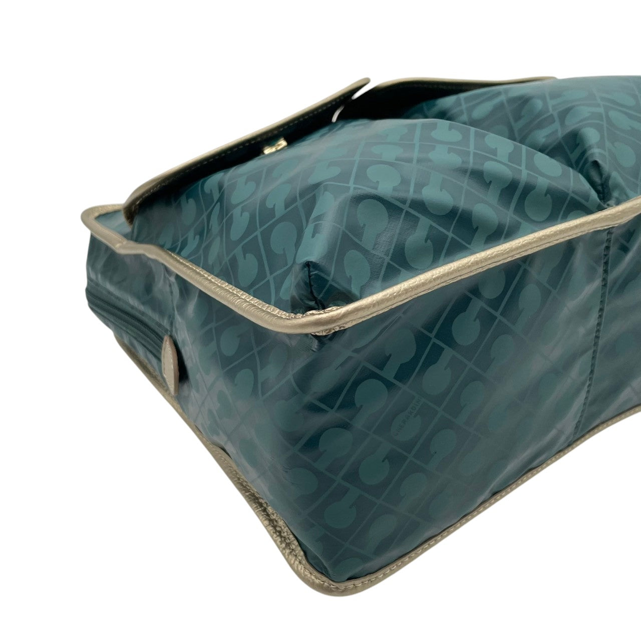 【極美品】 ゲラルディーニ GHERARDINI ハンドバッグ トートバッグ ソフティ 軽量 ナイロン グリーン 緑 総柄 自立可 エレガント カジュアル クラシック ビンテージ 上品 鞄 通勤 お出かけ デイリー レディース 定番 人気 アイテム S63