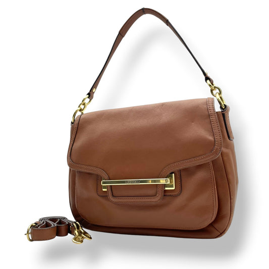 【美品】 コーチ COACH ショルダーバッグ クロスボディ 斜め掛け可 レザー 本革 ブラウン 茶色 シルバー金具 ターンロック フラップ カジュアル クラシック ビンテージ 上品 鞄 通勤 通学 お出かけ レディース 定番 人気 希少 アイテム S59