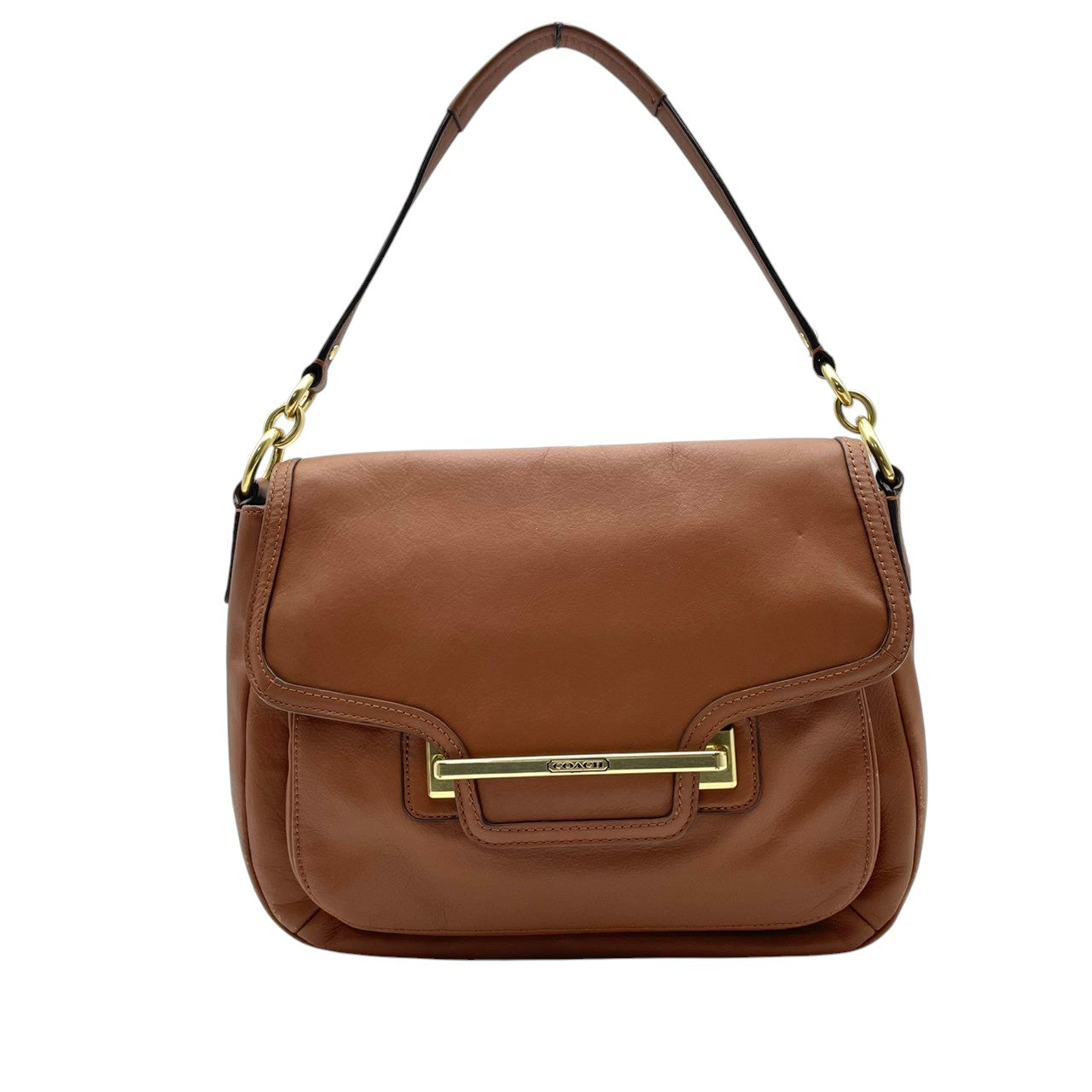 【美品】 コーチ COACH ショルダーバッグ クロスボディ 斜め掛け可 レザー 本革 ブラウン 茶色 シルバー金具 ターンロック フラップ カジュアル クラシック ビンテージ 上品 鞄 通勤 通学 お出かけ レディース 定番 人気 希少 アイテム S59