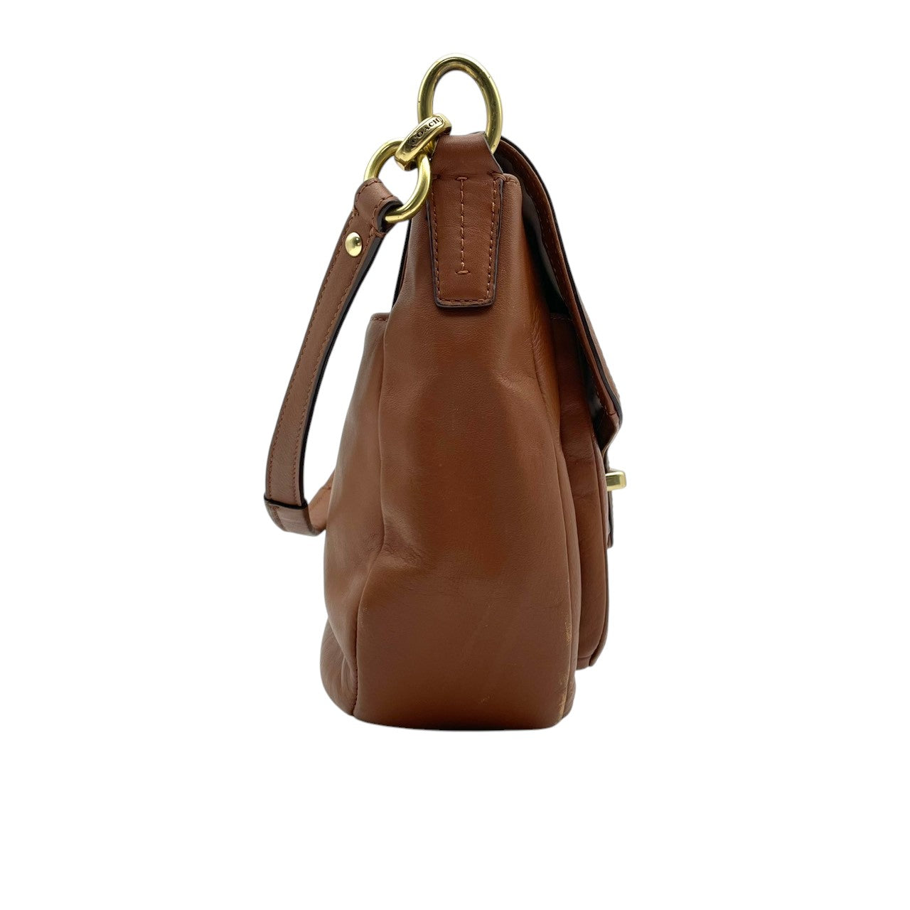 【美品】 コーチ COACH ショルダーバッグ クロスボディ 斜め掛け可 レザー 本革 ブラウン 茶色 シルバー金具 ターンロック フラップ カジュアル クラシック ビンテージ 上品 鞄 通勤 通学 お出かけ レディース 定番 人気 希少 アイテム S59