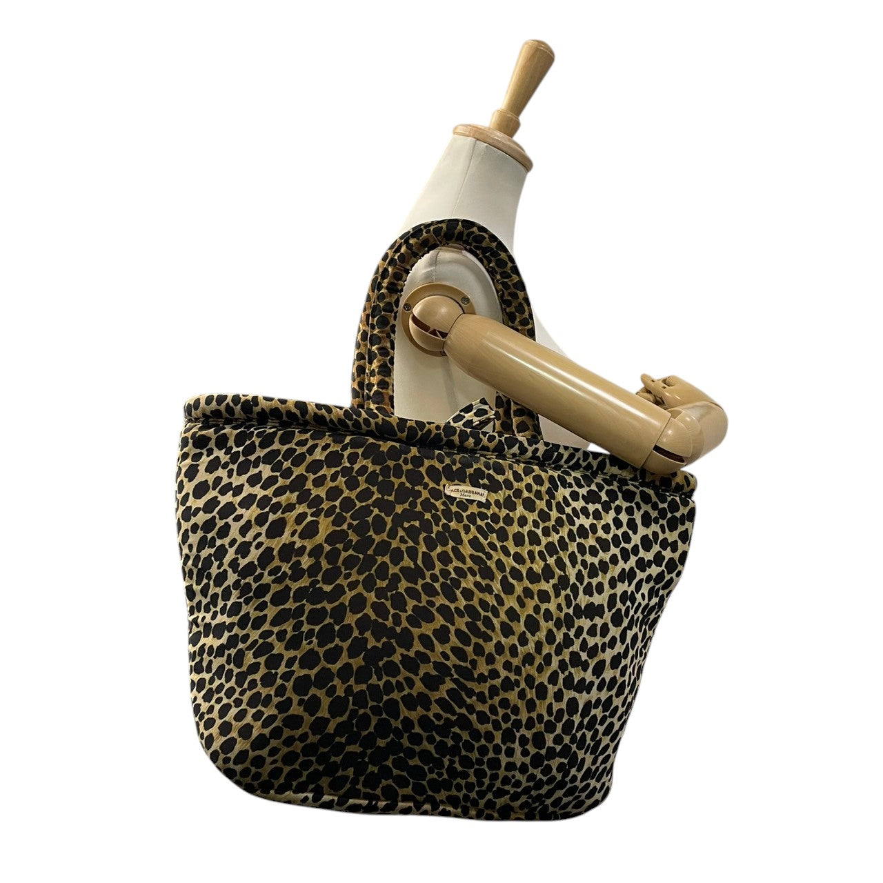 【良品】 ドルチェ＆ガッバーナ DOLCE&GABBANA トートバッグ ショルダーバッグ ナイロン レザー レオパード柄 ヒョウ柄 ブラウン 茶 ブラック 黒 肩掛け 大容量 軽量 A4収納可能 カジュアル クラシック エレガント レディース 定番 S59