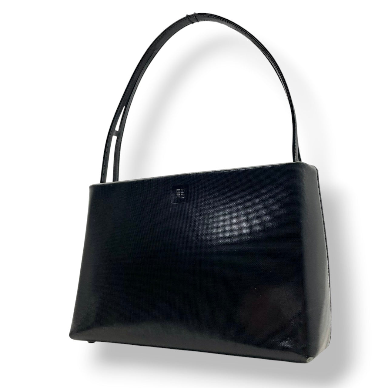 【良品】 ジバンシー GIVENCHY ハンドバッグ ミニボストンバッグ PVC ブラック 黒 ゴールド金具 4Gロゴ 総柄 型押し ヴィンテージ レトロ クラシック エレガント 上品 鞄 お出かけ フォーマル 冠婚葬祭 レディース 定番 人気 希少 S60