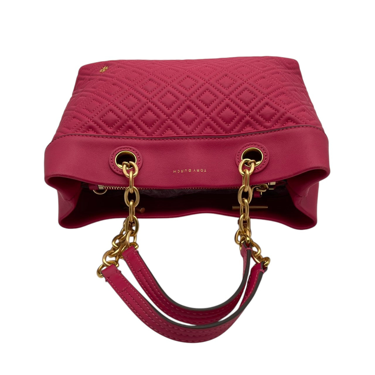 【美品】 トリーバーチ TORY BURCH ハンドバッグ トートバッグ レザー 本革 ピンク デカロゴ ステッチ タッセル チャーム 自立可 軽量 カジュアル エレガント 上品 鞄 お出かけ デイリー レディース 定番 人気 S60