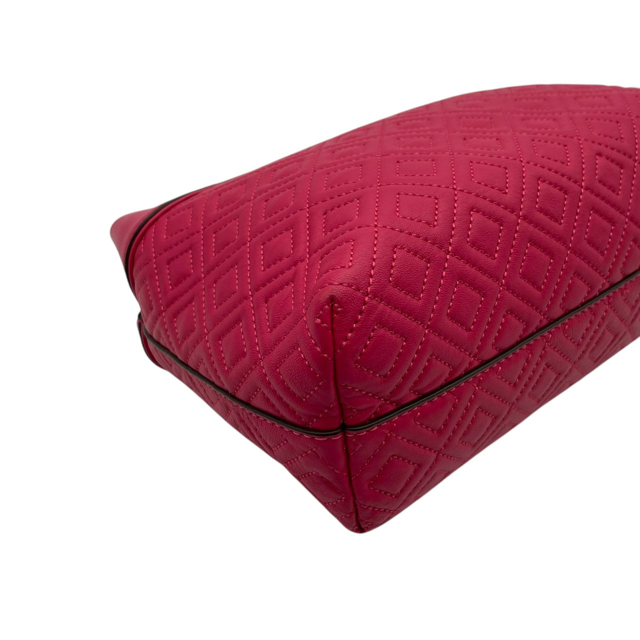 【美品】 トリーバーチ TORY BURCH ハンドバッグ トートバッグ レザー 本革 ピンク デカロゴ ステッチ タッセル チャーム 自立可 軽量 カジュアル エレガント 上品 鞄 お出かけ デイリー レディース 定番 人気 S60
