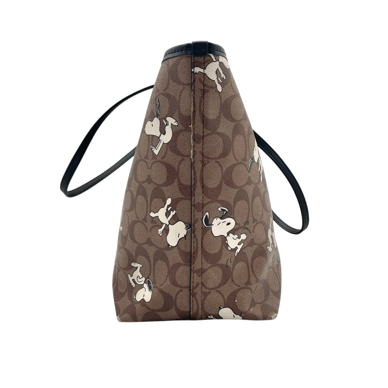 COACH コーチ × PEANUTS ピーナッツ コラボ シティトート PVC レザー ベージュ ブラウン レディース シグネチャー キャラクター 大容量 A4収納 通勤 通学 限定 コレクター 希少 6160 s83