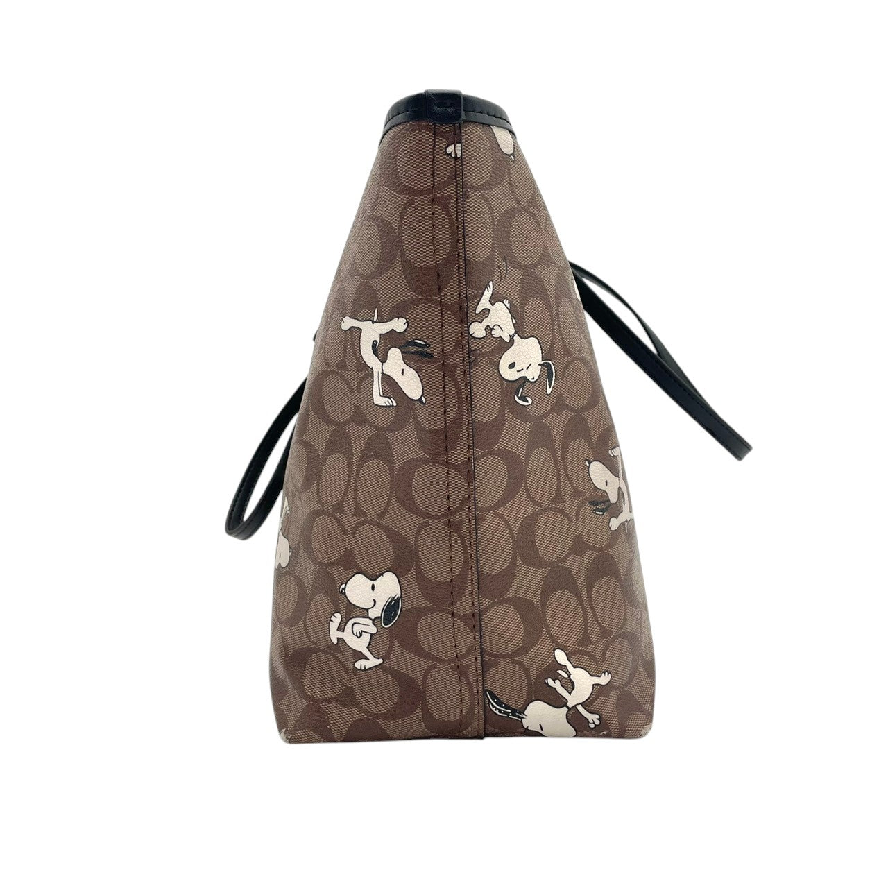 COACH コーチ × PEANUTS ピーナッツ コラボ シティトート PVC レザー ベージュ ブラウン レディース シグネチャー キャラクター 大容量 A4収納 通勤 通学 限定 コレクター 希少 6160 s83