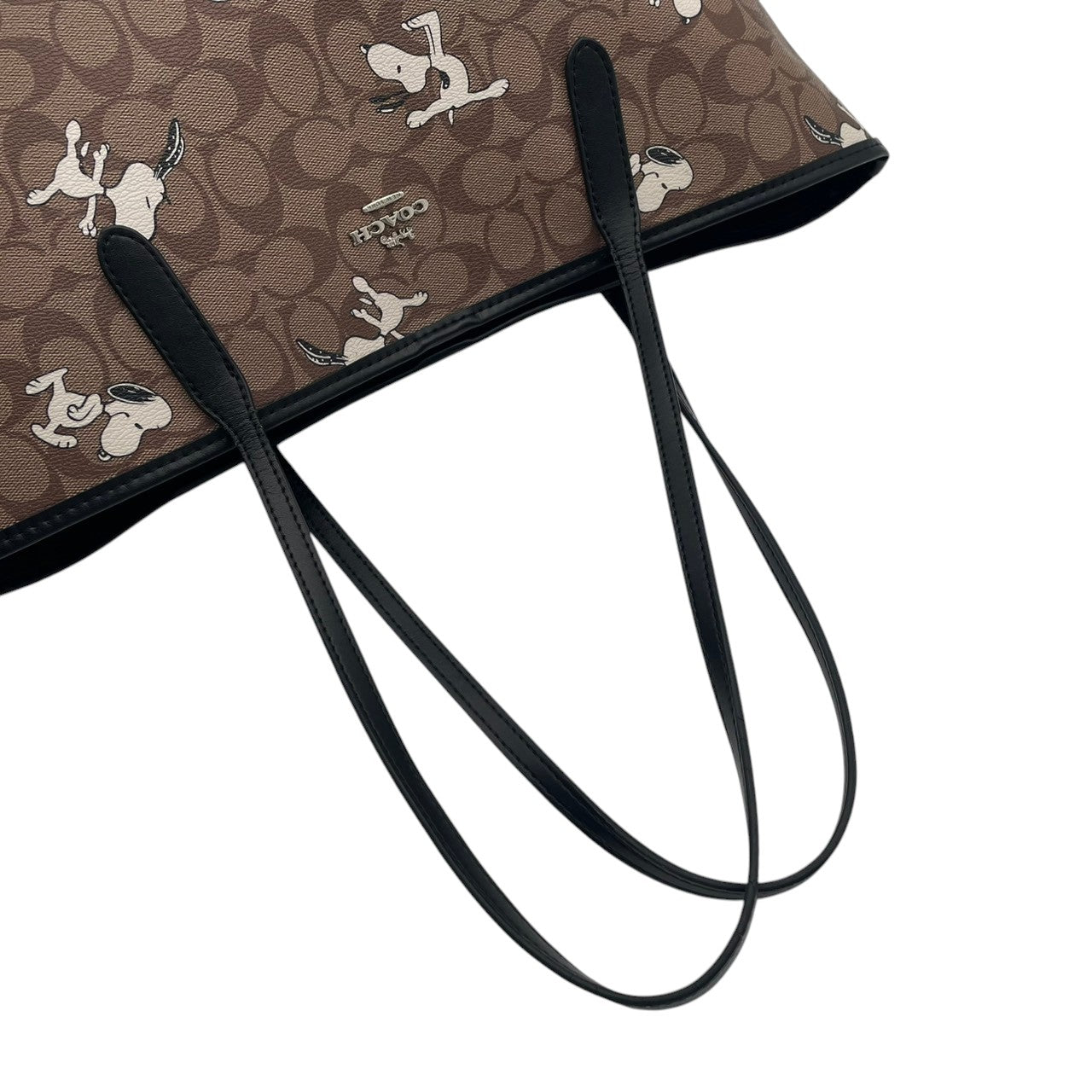 COACH コーチ × PEANUTS ピーナッツ コラボ シティトート PVC レザー ベージュ ブラウン レディース シグネチャー キャラクター 大容量 A4収納 通勤 通学 限定 コレクター 希少 6160 s83