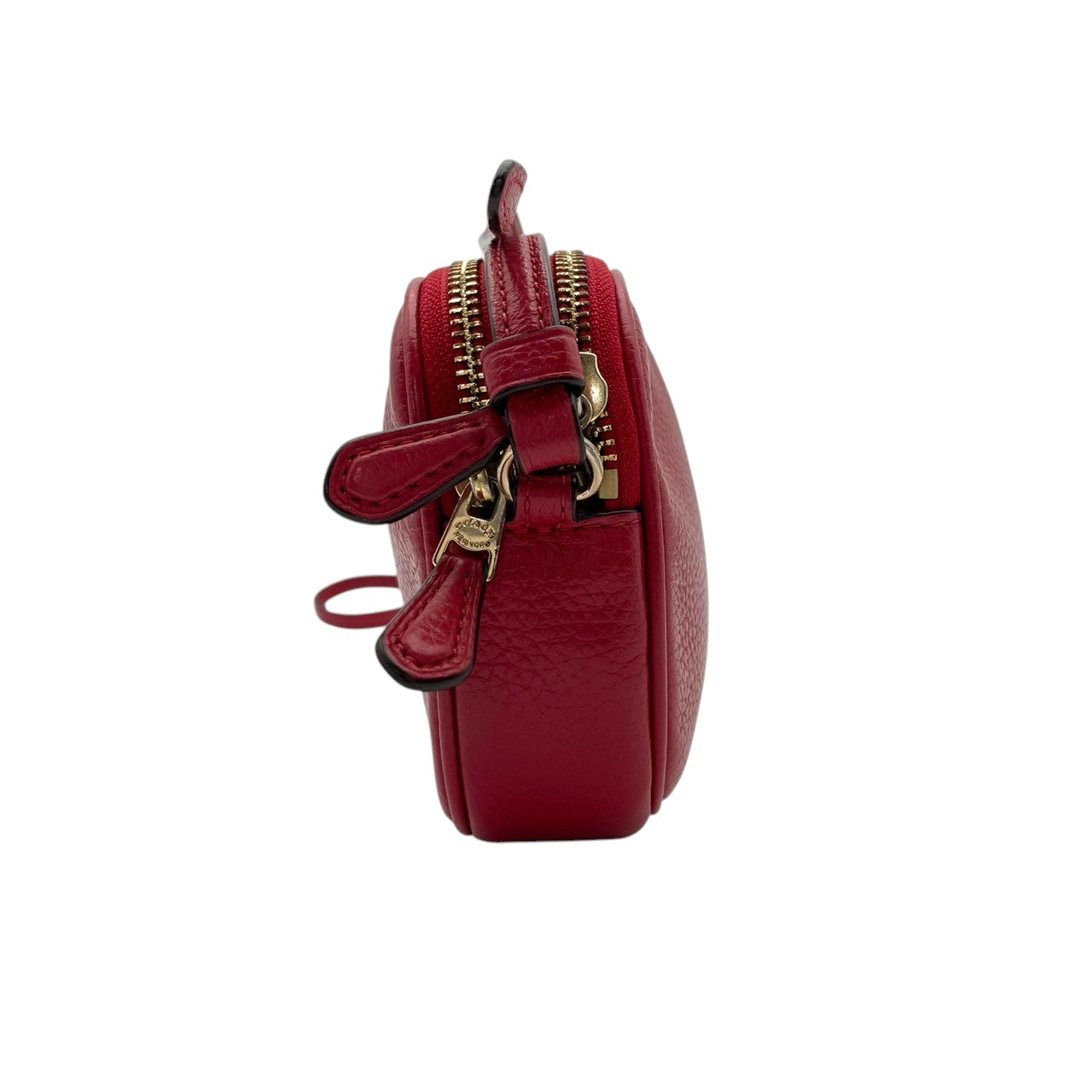 美品 COACH コーチ クロスボディポーチ ショルダーバッグ ピーブルドレザー ワインレッド 赤 レディース ゴールド金具 ダブルジップ コンパクト デイリー お出かけ 斜め掛け 軽量 F30259 s83