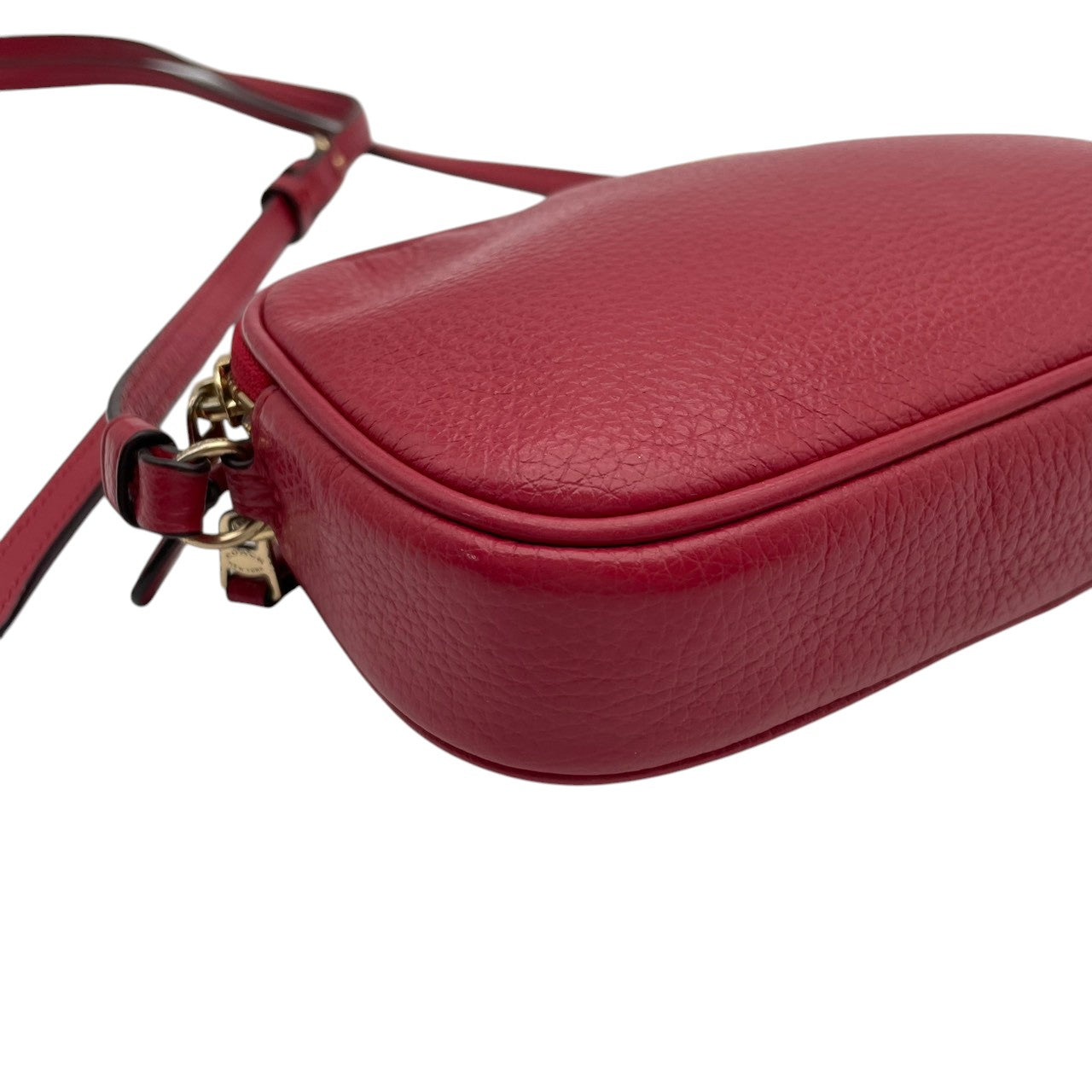 美品 COACH コーチ クロスボディポーチ ショルダーバッグ ピーブルドレザー ワインレッド 赤 レディース ゴールド金具 ダブルジップ コンパクト デイリー お出かけ 斜め掛け 軽量 F30259 s83