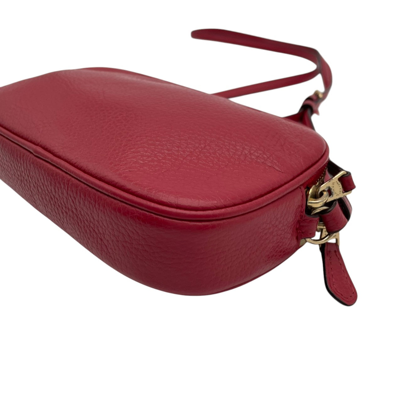 美品 COACH コーチ クロスボディポーチ ショルダーバッグ ピーブルドレザー ワインレッド 赤 レディース ゴールド金具 ダブルジップ コンパクト デイリー お出かけ 斜め掛け 軽量 F30259 s83