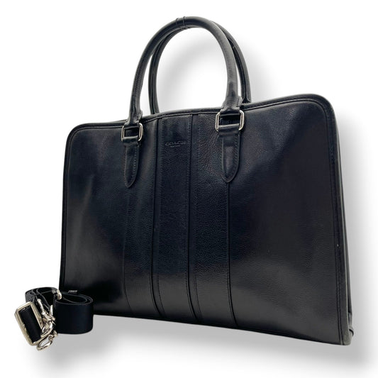COACH コーチ Metropolitan メトロポリタン ブリーフケース ビジネスバッグ 2way レザー ブラック メンズ シルバー金具 A4収納 PC収納 通勤 ショルダー ハンドバッグ 書類 仕事 s83
