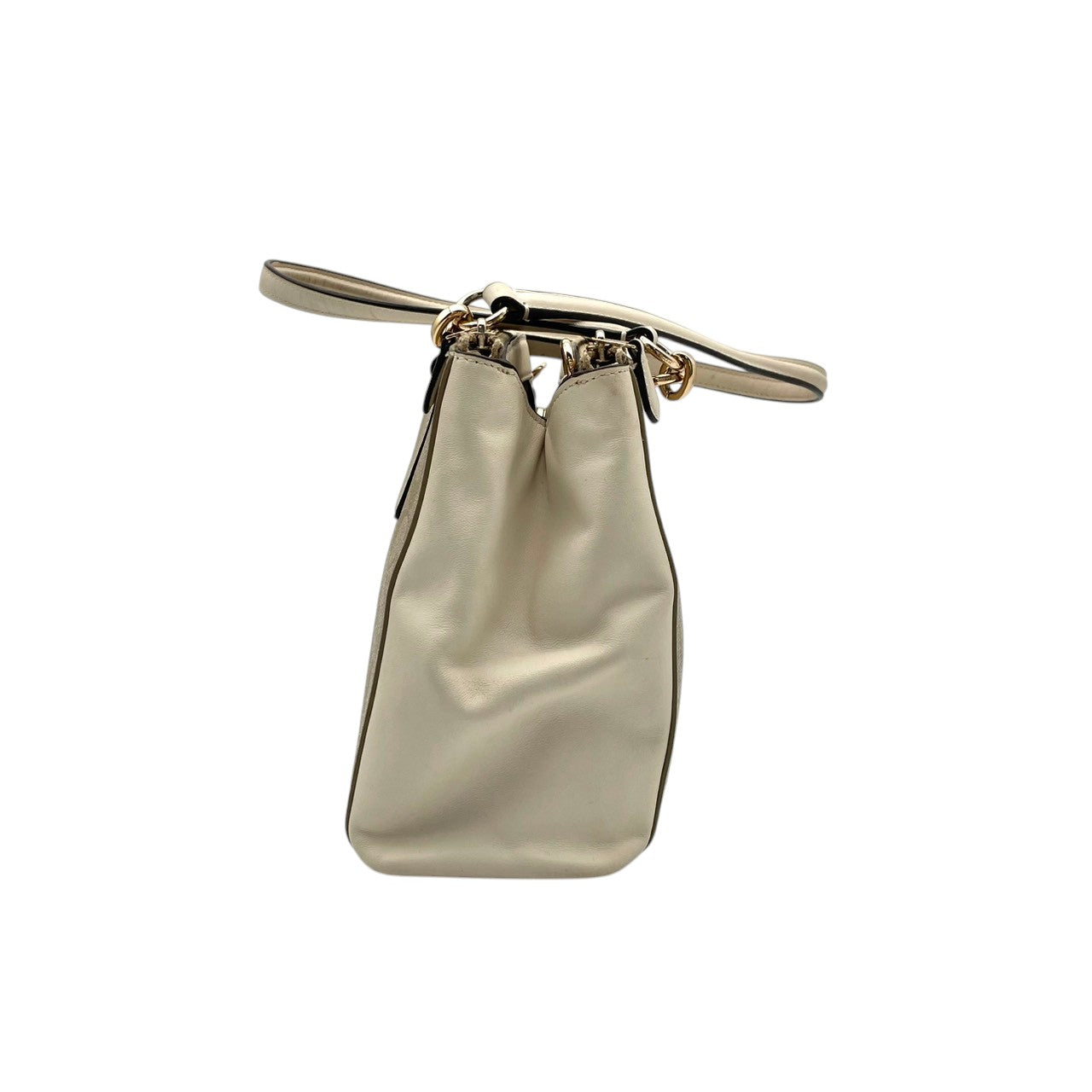 美品 COACH コーチ シグネチャー PVC キャンバス レザー 2WAY ショルダーバッグ ハンドバッグ ベージュ アイボリー ゴールド金具 斜め掛け 軽量 上品 通勤 デイリー A4 フィリピン製 F58291 S88