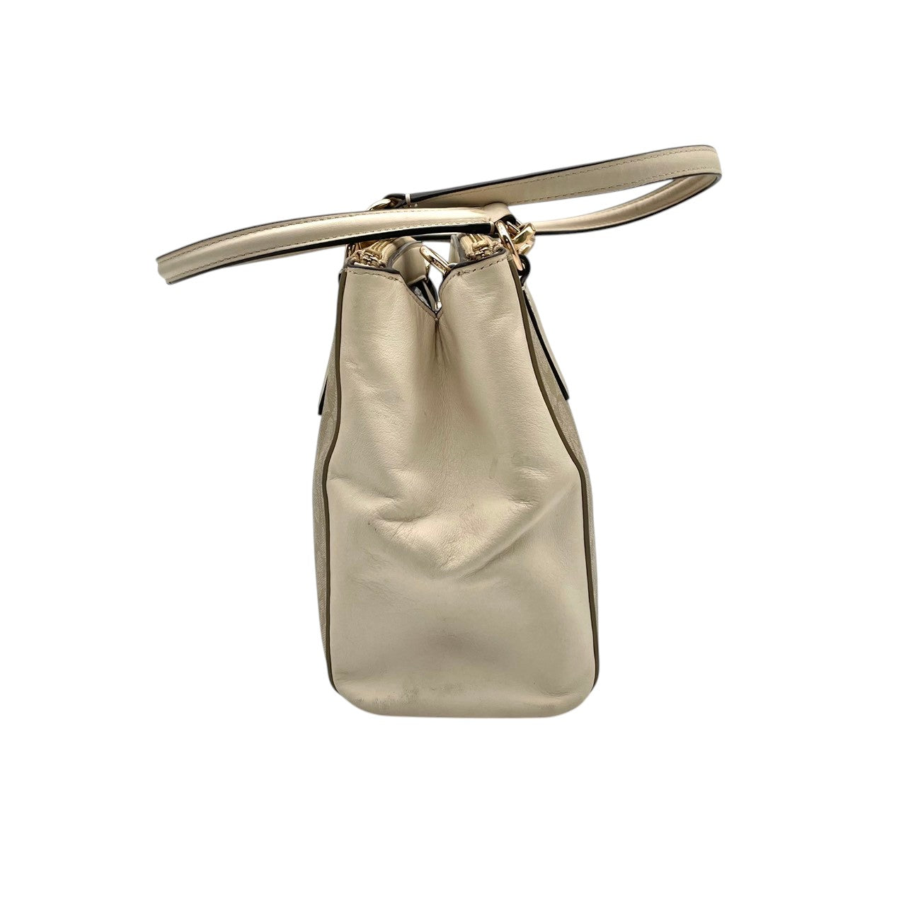 美品 COACH コーチ シグネチャー PVC キャンバス レザー 2WAY ショルダーバッグ ハンドバッグ ベージュ アイボリー ゴールド金具 斜め掛け 軽量 上品 通勤 デイリー A4 フィリピン製 F58291 S88