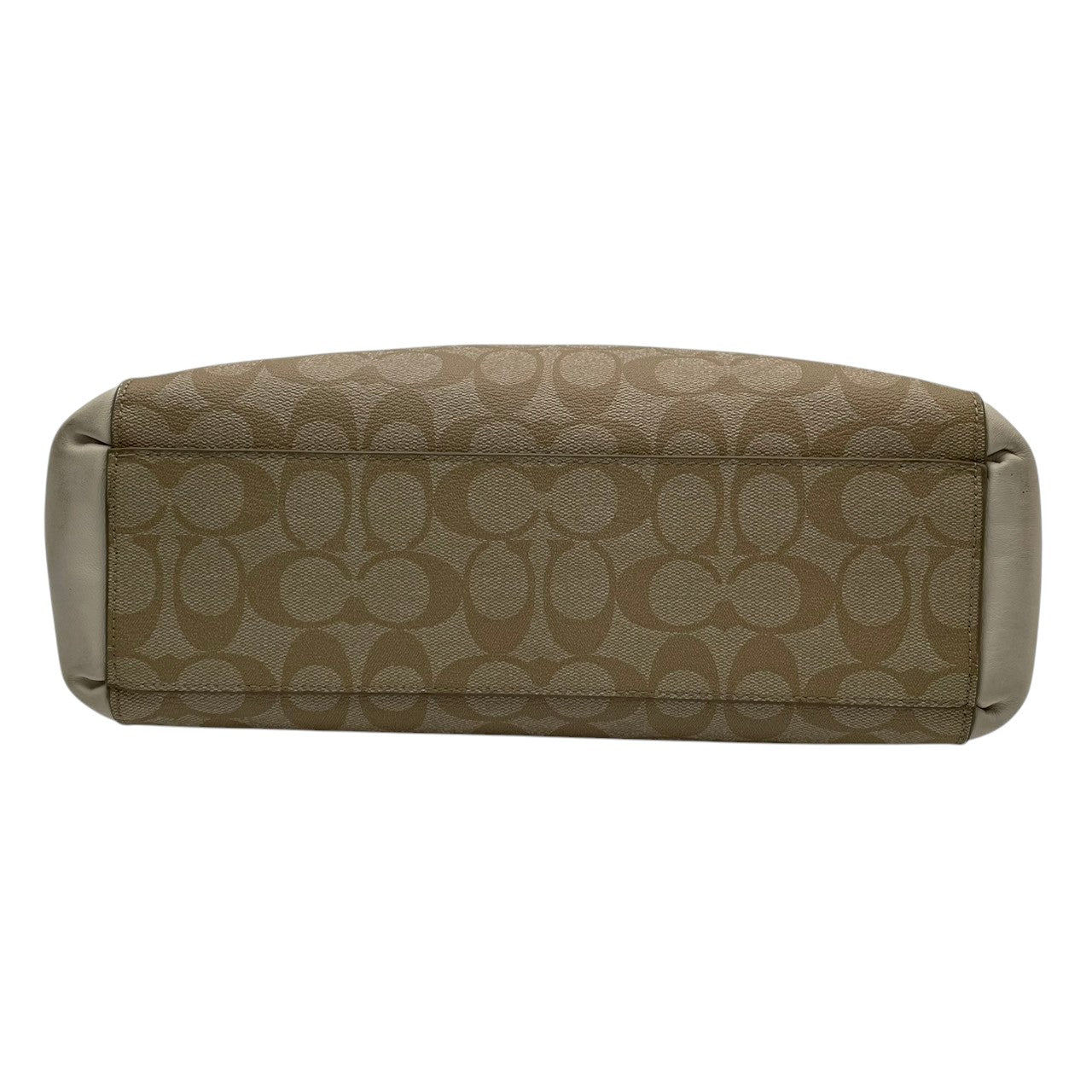 美品 COACH コーチ シグネチャー PVC キャンバス レザー 2WAY ショルダーバッグ ハンドバッグ ベージュ アイボリー ゴールド金具 斜め掛け 軽量 上品 通勤 デイリー A4 フィリピン製 F58291 S88
