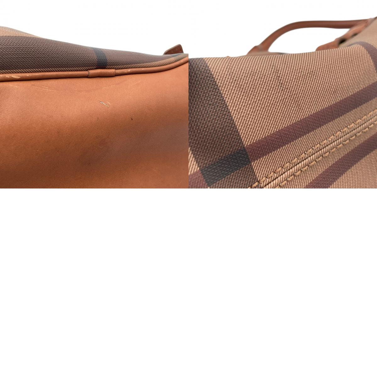 【美品】 バーバリー BURBERRY ハンドバッグ トートバッグ PVC レザー 本革 ブラウン 茶 メガチェック ノバチェック ゴールド金具 肩掛け お出かけ デイリー エレガント 上品 レディース 定番 人気 カバン S92