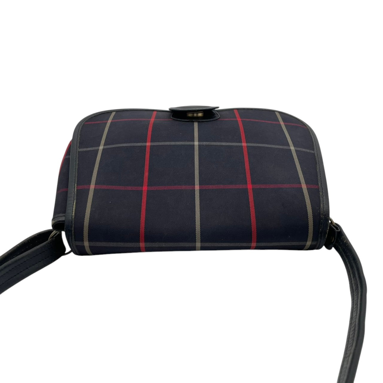 【良品】 バーバリー BURBERRY ショルダーバッグ キャンバス レザー 本革 ネイビー 紺 チェック柄 騎士ロゴ クロスボディ 斜め掛け 軽量 ヴィンテージ オールド エレガント レトロ お出かけ デイリー レディース 定番 人気 鞄 カバン S92