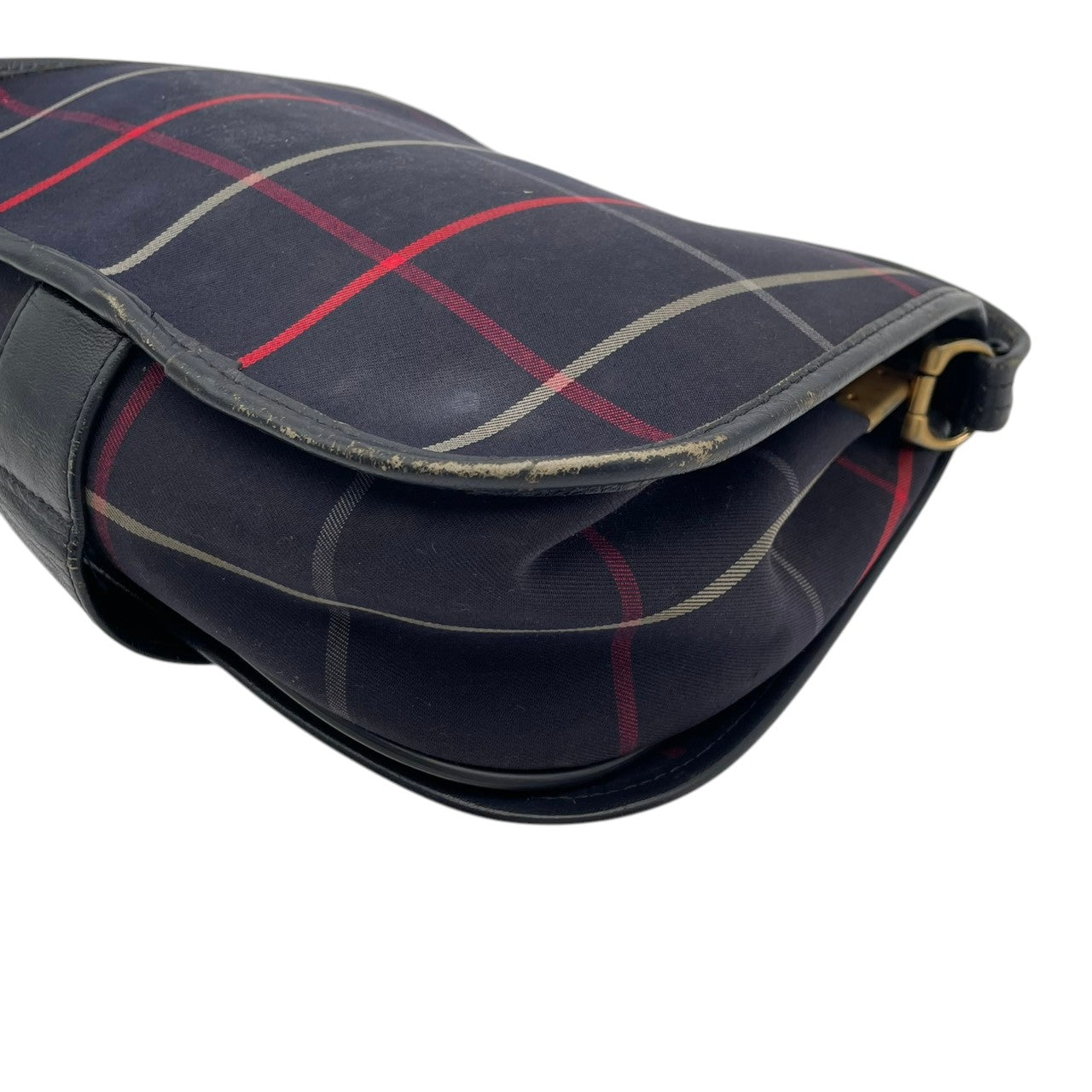 【良品】 バーバリー BURBERRY ショルダーバッグ キャンバス レザー 本革 ネイビー 紺 チェック柄 騎士ロゴ クロスボディ 斜め掛け 軽量 ヴィンテージ オールド エレガント レトロ お出かけ デイリー レディース 定番 人気 鞄 カバン S92